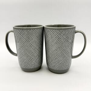 Vera Wang Wedgwood Vera Simplicity Gray‎ Lattice Coffee Mugs Set of 2